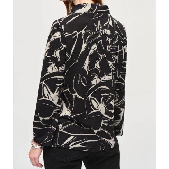 JOSEPH RIBKOFF Cowl Neck Tunic Top Black White Knit  Pockets NEW $199 Sz S/M - Picture 2 of 12